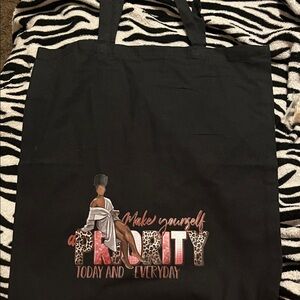 Black Tote Bag with Inspirational Print